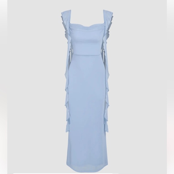 cider light blue dress Cider Palmer Poplin Maxi Dress MERLOT / M by Sugarlips main image 1